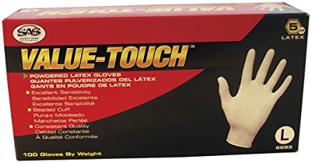 Промишлени еднократни латексови ръкавици SAS Safety 6594 Value-Touch, 5 На Хиляда, много големи, 100 ръкавици от теглото на