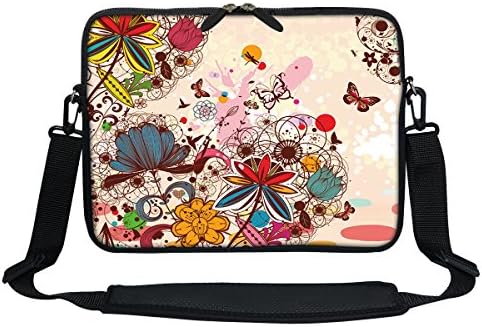 Meffort Inc 13 13,3-инчов неопреновая чанта за лаптоп със скрита дръжка и пагон е Подходящ за лаптоп с размер до 13,3 инча - Черен Вихър Дизайн