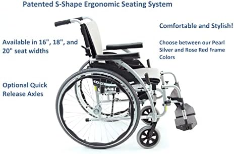 Ергономична Инвалидна количка Karman S-115 тегло от 25 килограма, 16-инчов Седалка и Быстроразъемные Ос, Перлено Сребрист цвят
