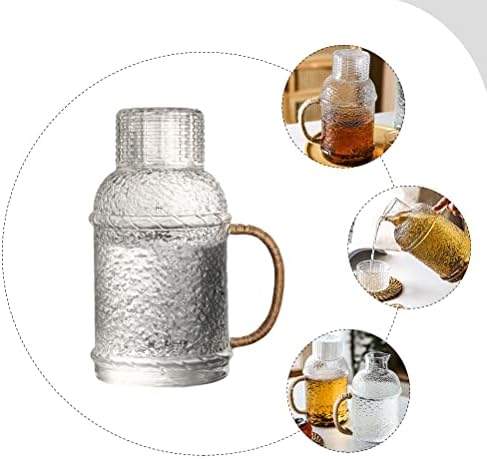 Cabilock Бутилки за Прозрачна утайка от вода в Стъклена Чаша Прозрачна Кана 1 Комплект Стъклена Кана за Вода с Капак, Кана за Прозрачна Вода за Домакинството Стомна За В