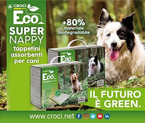 Croci Super Nappy Еко-Хигиенни подложки за кучета, екологични, 84x57 см - 14 бр, Супер Абсорбиращи Подложки за кучета и домашни любимци,