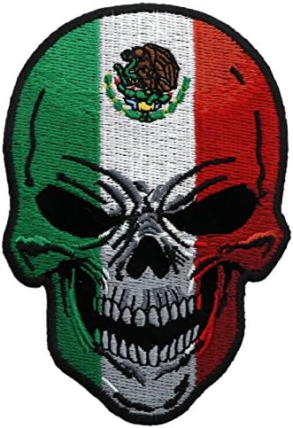 В мексико Цветовете на мексиканския Флаг Череп 3x4,3 Инча Нашивка IVANP5665 F4D26A