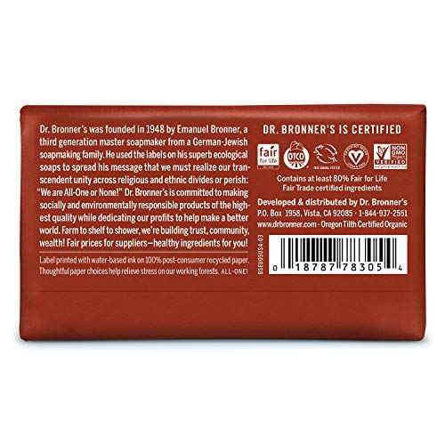 Сапун Dr. Bronner's -Pure-Castile Bar (Евкалиптово, 5 грама, 6 опаковки) - Произведено на базата на органични масла За лице, тяло и коса,