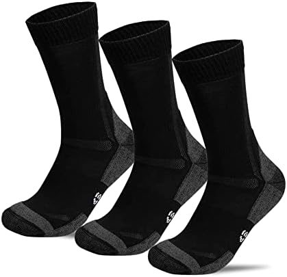 Туристически чорапи от мериносова вълна ACUSHLA за мъже - Чорапи за екипажа с термоподушкой - Топли, дишащи и отводящие влагата, 3 двойки, 9-14