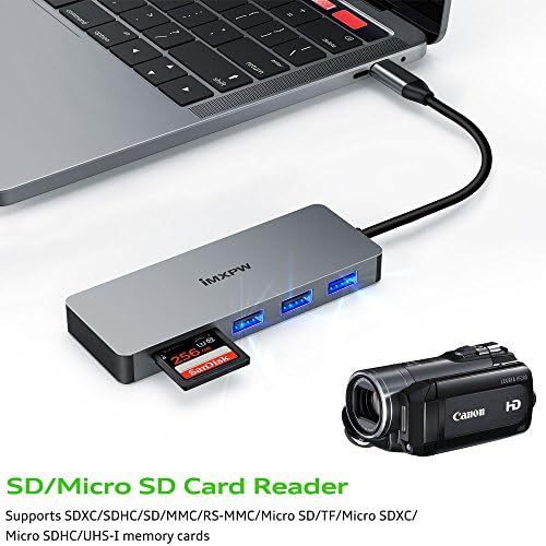 USB Адаптер C за HDMI, 7 в 1 Многопортовый USB адаптер-C Хъб с 4K, HDMI, 100 W PD, Порт USB 3.0 / 2.0, четец на карти SD/Micro SD, Портативна