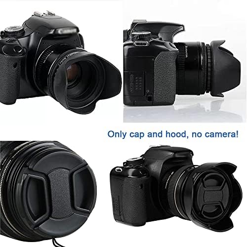 сенник за обектив обектив с цвете лале 52 мм и капачка за обектива 52 мм, Съвместими с обектив Nikon AF-S 18-55 мм (1 + 1 опаковка)