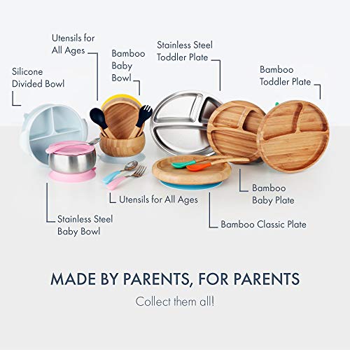 Комплект за хранене на деца Avanchy Бебе с вендузата за хранене на деца + Лъжица с мек връх | Разделени Бамбукови подложки за хранене