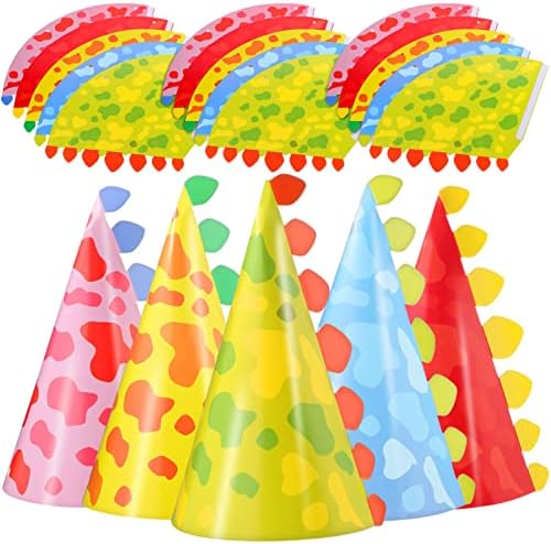 Abaodam 30 бр. детски шапки за рожден ден в стил динозавър, шапка за парти по случай рожден ден, подпори, детски шапки-шишарки за парти