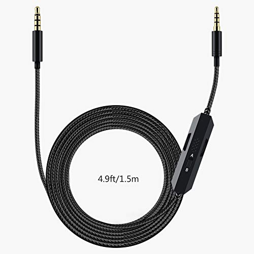 Сменяеми кабела G933/G633 Слушалки Аудио AUX Кабел с микрофон Вграден Регулатор на силата на звука, Изключване на звука Съвместим със
