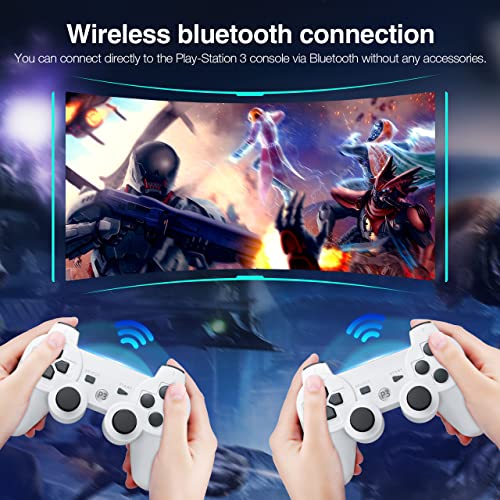 Безжичен контролер Powerextra PS-3, съвместим и с Play-Station 3, 2 комплекта висок клас гейминг контролер с подобрени джойстик Double