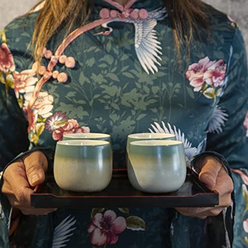 Японски Комплект Чаени Чаши Чаши за зелен чай, Комплект от 2 Малки керамични чаени чаши по 150 мл / 5 грама всяка, Азиатски Чай комплект