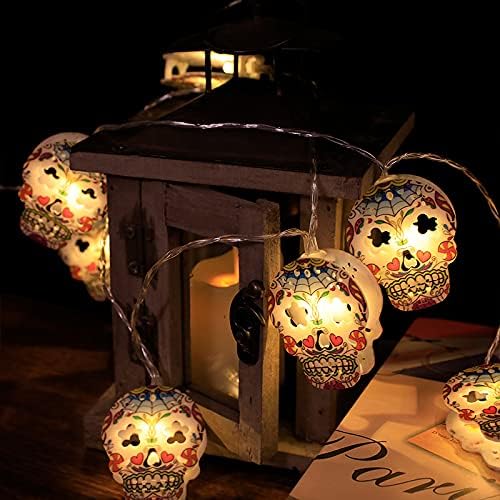 Riomo Хелоуин Светлини Украса LED 10/20 фута и 6 Стилове Завеса Страхотна Струнен Лампа с 20/40 Капки, Външен и вътрешен, Прозрачен Проводник