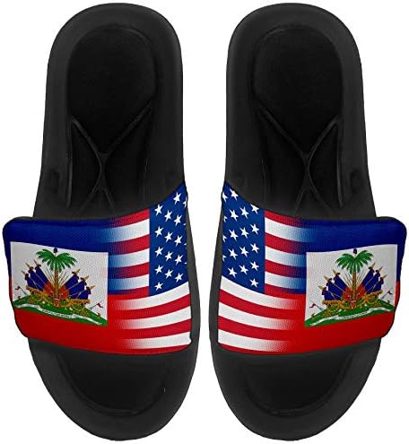 Най-сандали с амортизация ExpressItBest/Джапанки за мъже, жени и младежи - Знаме на Хаити (Haitian) - Знаме на Хаити