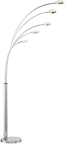 Модерен Дъга, под лампа Possini Euro Design Алдо Средата на века, Led 5-Клиенти 88 Висок Хром Сребристо през Цялата Околовръстен Лампа