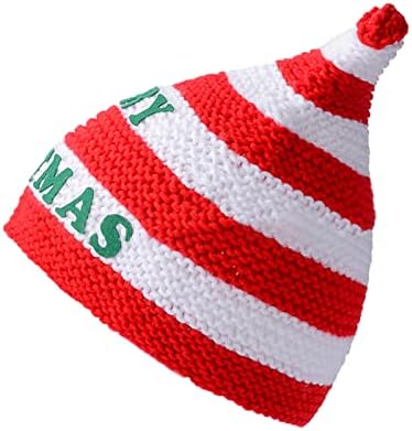 HUTVD 2022 Коледна вязаная капачка, шапки за възрастни, коледни шапки с припокриване, шапка на Дядо Коледа, обемна шапка на Дядо Коледа