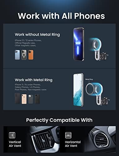 Магнитен държач телефон на GERI за кола, съвместим с автомобилен монтиране MagSafe, Подходящи за iPhone 14 13 12 Pro Plus Max Mini