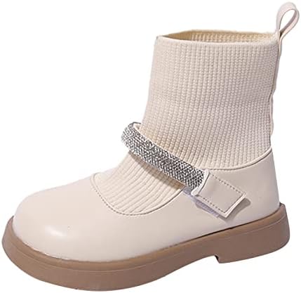 Класически кожени Модел обувки за момичета, Детски зимни ботуши с цип, къси ботуши от лата, Училищни обувки 3-11,5 години (черен, за деца от 3,5-4 години)