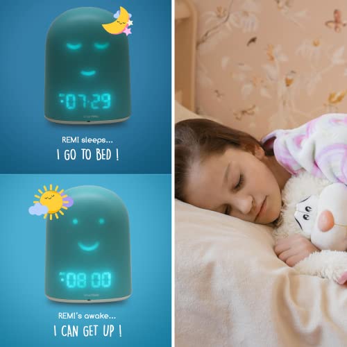 REMI - най-Добрите часове за събуждане на децата - Тренажор за сън - Проследяване на сън - Аудионяня - бебето следи с нощно осветление