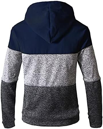 Блузи за мъже, мъжки hoody с качулка, ежедневни меки върхове с качулка, пуловери-пуловери в цвят блока