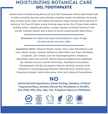 Десерт копър, Хидратиращ Гел за ботаническата грижа паста за зъби 4,5 грама. – 25% ксилитол - Увеличава влагата и отделянето на слюнка