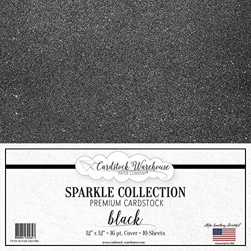 Хартия, картон MirriSparkle Black Glitter 12 x 12 см - 16 PT/280gsm - 10 Листа от склада картон