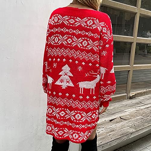 Коледна рокля COKUERA за жени, Сексуално Отворени Мини Рокля с Неправилна Форма с V-образно деколте, Коледна Празнична Рокля-Пуловер