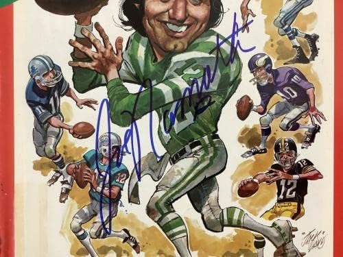 Джо Намат подписва договор със списание Time 16.10.72 Super Bowl NY Jets HOF Auto PSA/DNA QB - Списания NFL с автограф