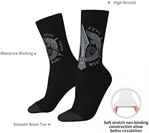 Мъжки Чорапи ALPTEC Norse Viking, чорапи Odin's Spear Gungnir, чорапи за екипажа, Спортни чорапи за 9-12 години, Черни Чорапи за тренировки за мъже (Цвят: получите три)