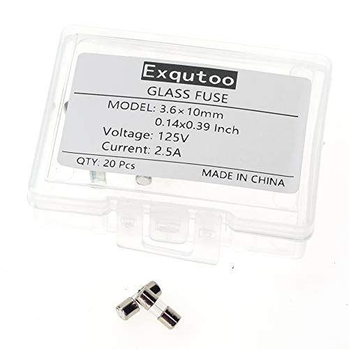 Мини-предпазител Exqutoo 3,6x10 mm 125 2.5 А 0,14x0,39 инча F2.5AL125V от быстроразъемного стъкло (опаковка от 20 броя)
