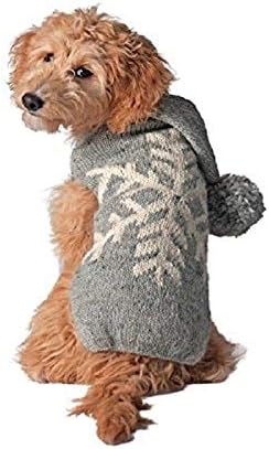 Пуловер Шили Dog от алпака с снежинками за кучета, Средно Сиво (2004114)