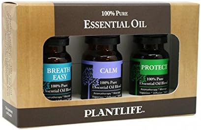 Набор от най-добрите смеси Plantlife от 3 опаковки (Улеснява дишането, успокоява и предпазва) Набор Етерични масла за ароматерапия -