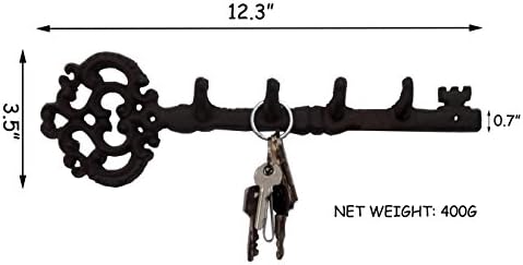 Salome Idea Едрогабаритна Антични Реколта Чугунени Поставки За ключове, Държач за ключове във формата на ключ, Стенни Поставки за ръчна работа, (4 кука за ключове)