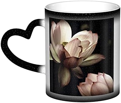 MOLIAE Чаши с розово принтом Лотосови цветя, Термочувствительная Керамични Кафеена Чаша, с Променящ се Цвят, Чаша за Чай с Мляко, Празничен