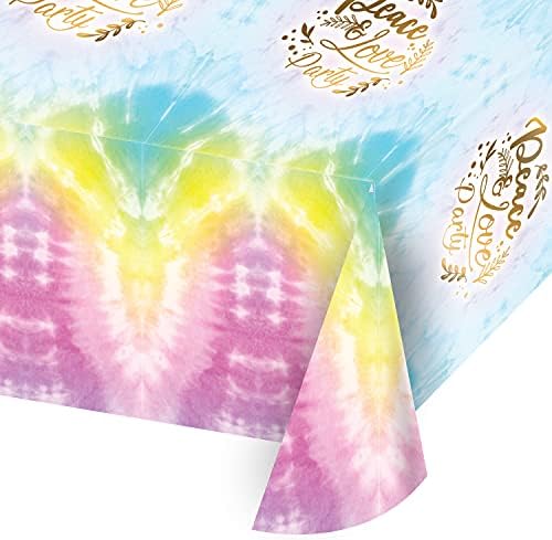 Покривката Joyful Toys Вратовръзка Боядисват - Пластмасов Надига покритие за маса (108 x 54) - Идеално за декорация на партита 70-те