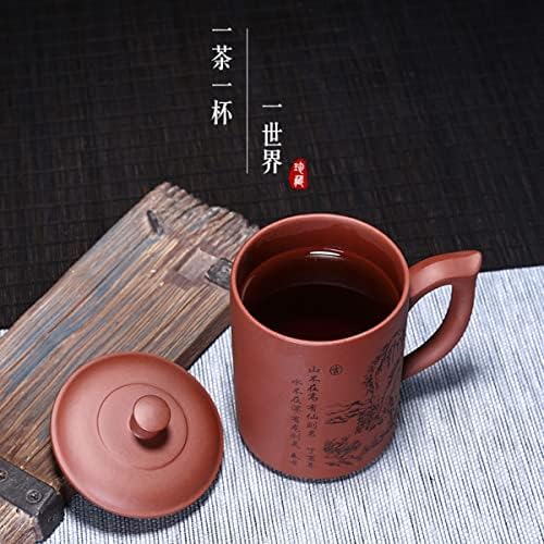 Лиан баобао Yixing Лилаво Чаена Чаша от Песъчлива Глина 500 мл Китайските Чаени Чаши Zisha С дръжка За устни (Червен)