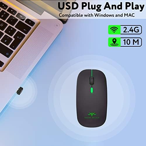 Безжична Bluetooth мишка led Тънък Акумулаторна Оптичен Bluetooth (5,1 2,4 Ghz) Тиха Двойна мишка с 3 Регулируеми DPI Малък USB приемник