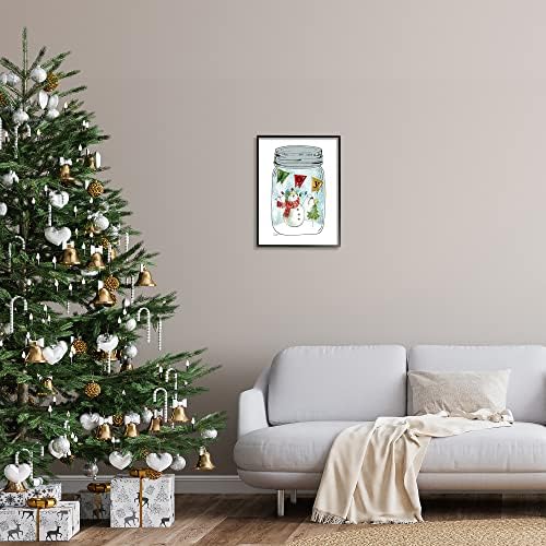 Stupell Industries Joy Текстов Снежен човек, Светлините на Коледната елха, Кънтри банка, Дизайн Livi Фин, монтиран на стената фигура