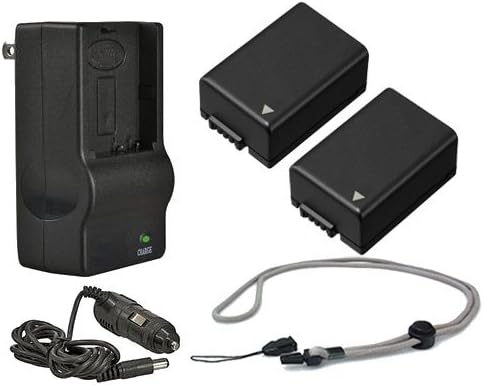 Батерии с голям капацитет (2 единици) + Зарядно устройство ac/dc за Panasonic Lumix DMC-FZ150K + Каишка-дантела Krusell