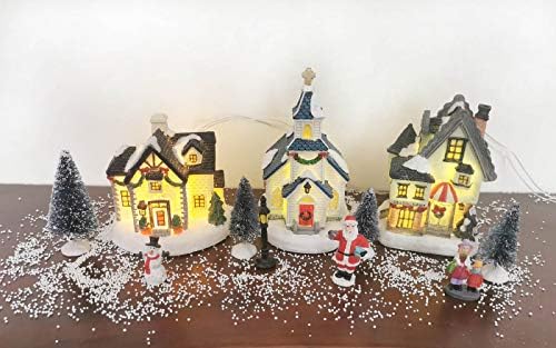 innodept12 Коледен Селски набор, Колекционерско изграждане на Коледно осветление на църквата и у дома, комплект от 11 теми, височина