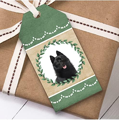 Тагове за подаръци Schipperke Dog Green Подарък за рожден ден