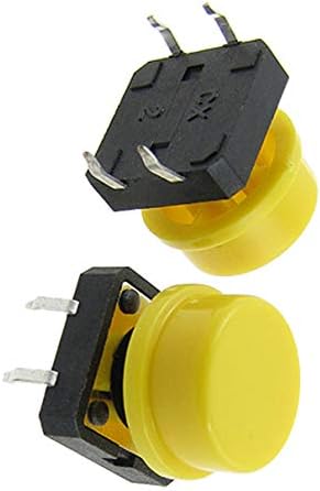Aexit 10 бр. Промишлени Ключове Незабавен Осезаемо Бутон превключвател 12x12 мм x 12 мм 4-Пинов Бутон Превключвател DIP Yellow