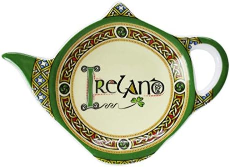 Притежател на чаени пакетчета Royal Tara Ireland с Трилистником - Поставка за ирландски чаени пакетчета във формата На Чайник, Подставка-Чинийка