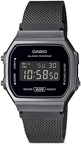 Casio A168WEMB-1BV Мъжки Реколта колекция, Каишка с метална Мрежа, Аларма, Хронограф, Осветление, Цифров Часовник