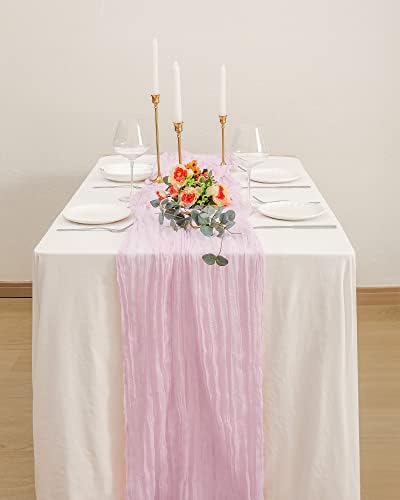 YONOVO 2 Опаковки Марля Покривки за маса, Розова 35x120 Инча Марлевая Покривка от 10 метра в стил Бохо, Домашни Декорации за Сватбен