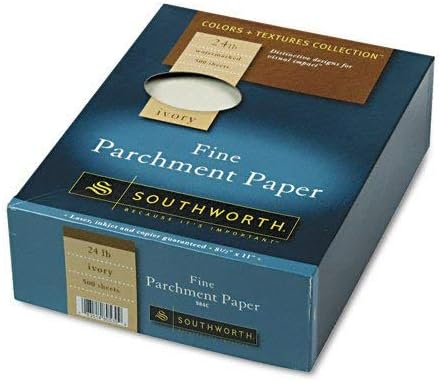 Southworth : Цвят + текстура, Фина с пергамент хартия, Слонова кост, 24 паунда, за писане, 500 за кутия -:- Продава се в 2 опаковки -